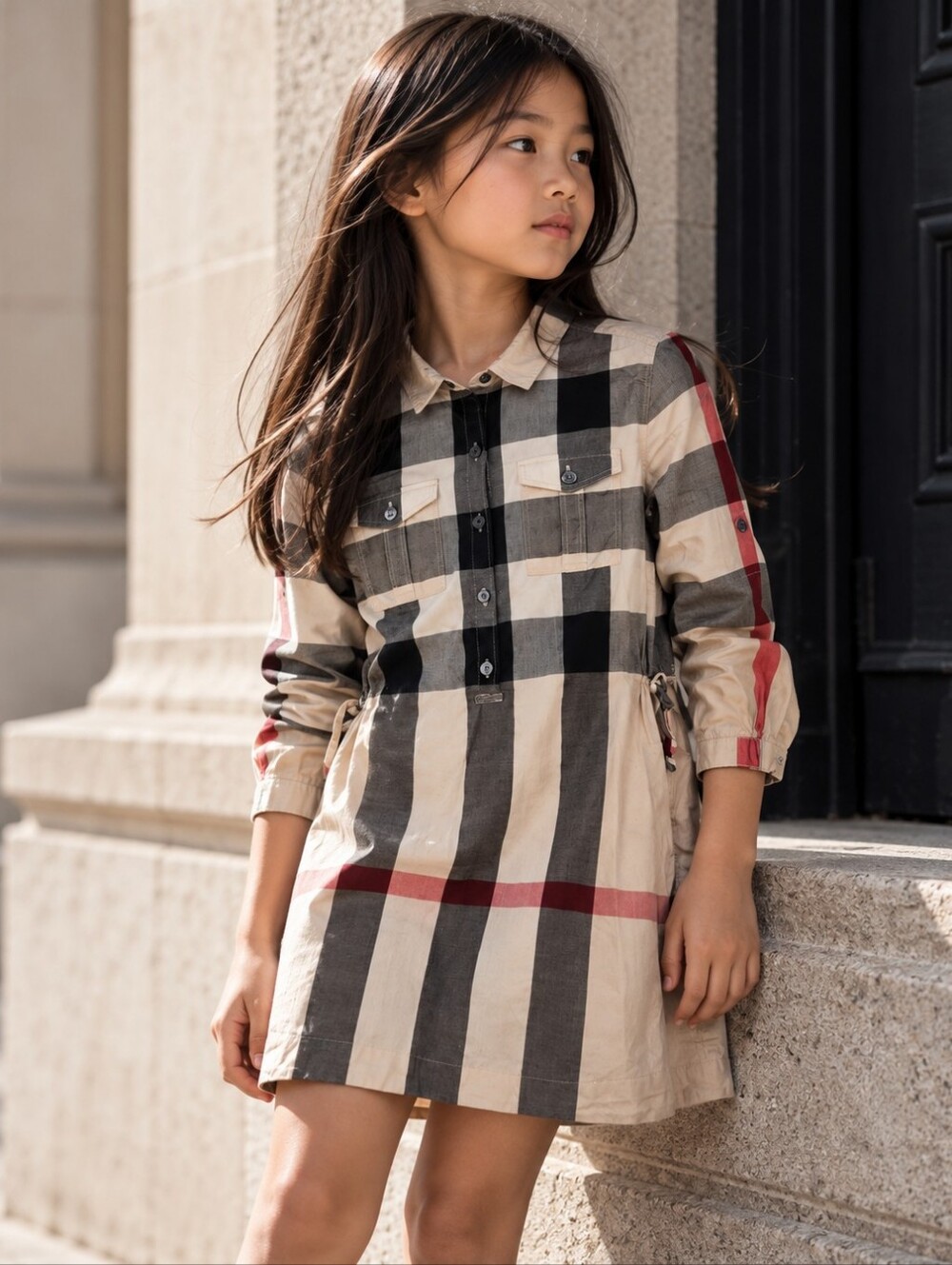 Authentic Burberry Children Girls Nova Check Cotton Shirt Dress 8Y Pockets